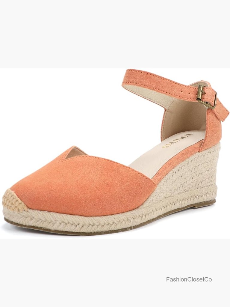 Women's Platform Wedge Sandals, Genuine Leather Suede, 2.7-3.5" Heel, Ankle